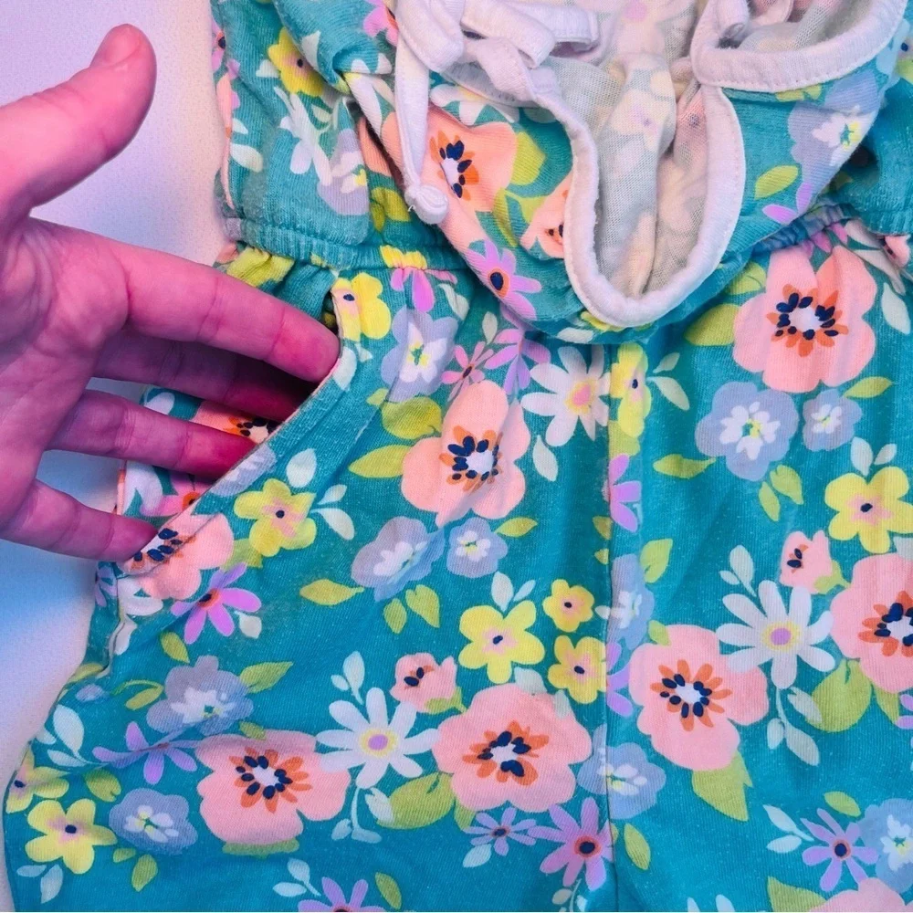 Cat & Jack Kids Matching Sets dress romper tank shorts set - Pink, green, White - Picture 10 of 15